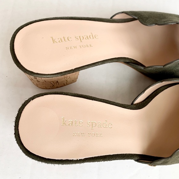 Kate Spade ♠️ Warren Scalloped Mules in Olive - Picture 5 of 7